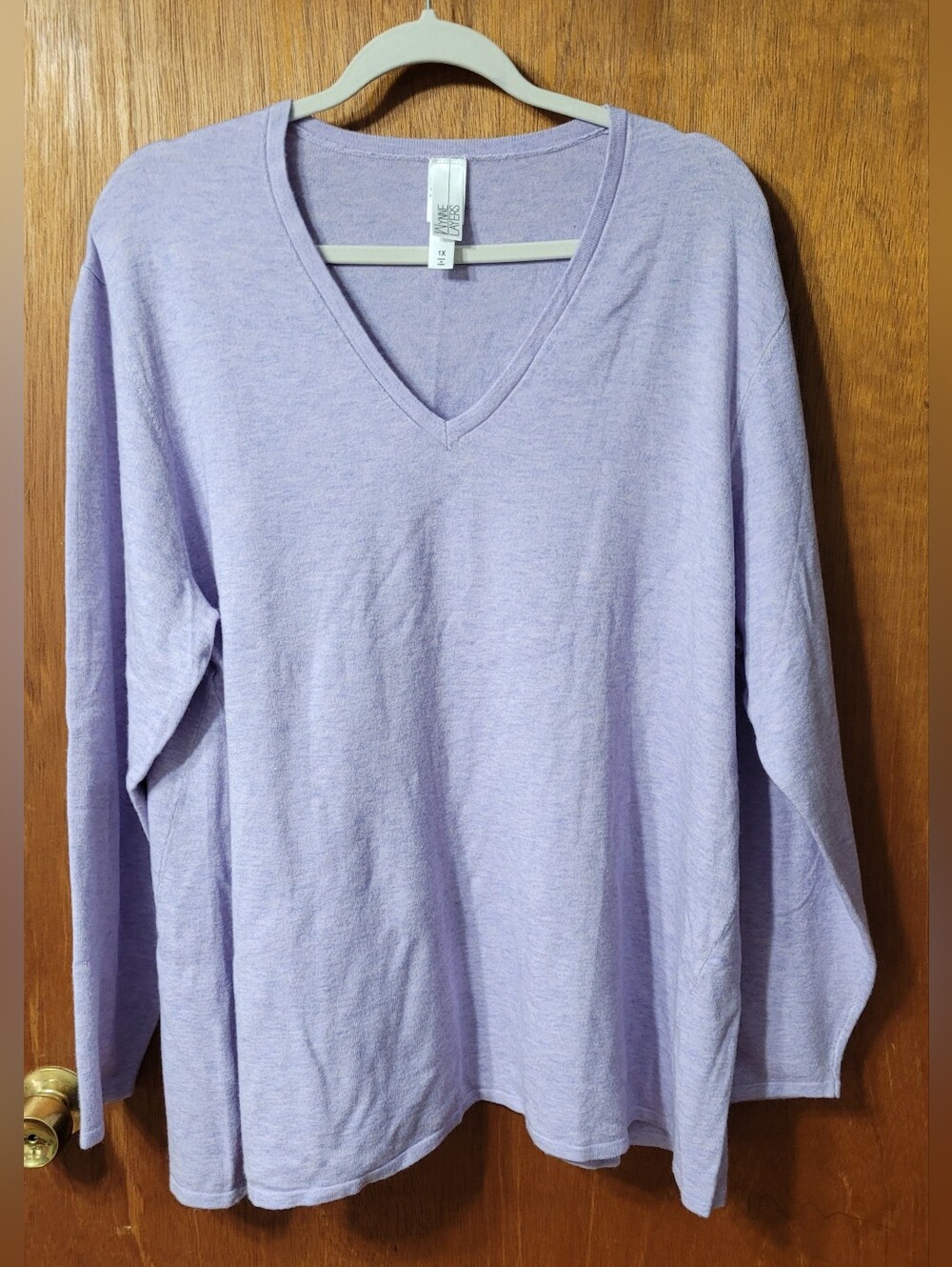 Marla Wynne Wynne Layers Lilac V-Neck Long Sleeve Sweater Size 1X (1104)